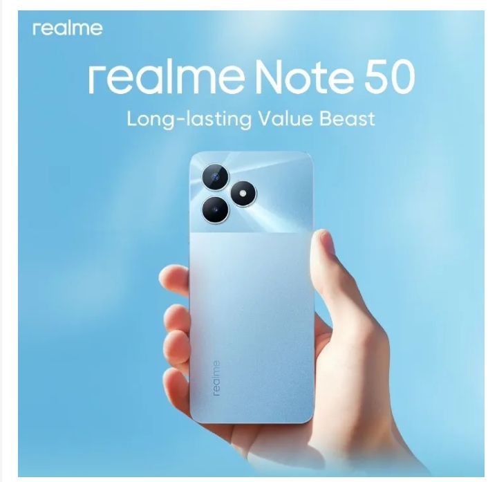 Brand New Realme Note 50 128GB ROM + 8(4+4)GB RAM 90Hz 6.74" 5000mAh 13MP Al Camera Unisoc Tiger T612 Type-C 3-Card Slot Smart Phones Side Fingerprint phone