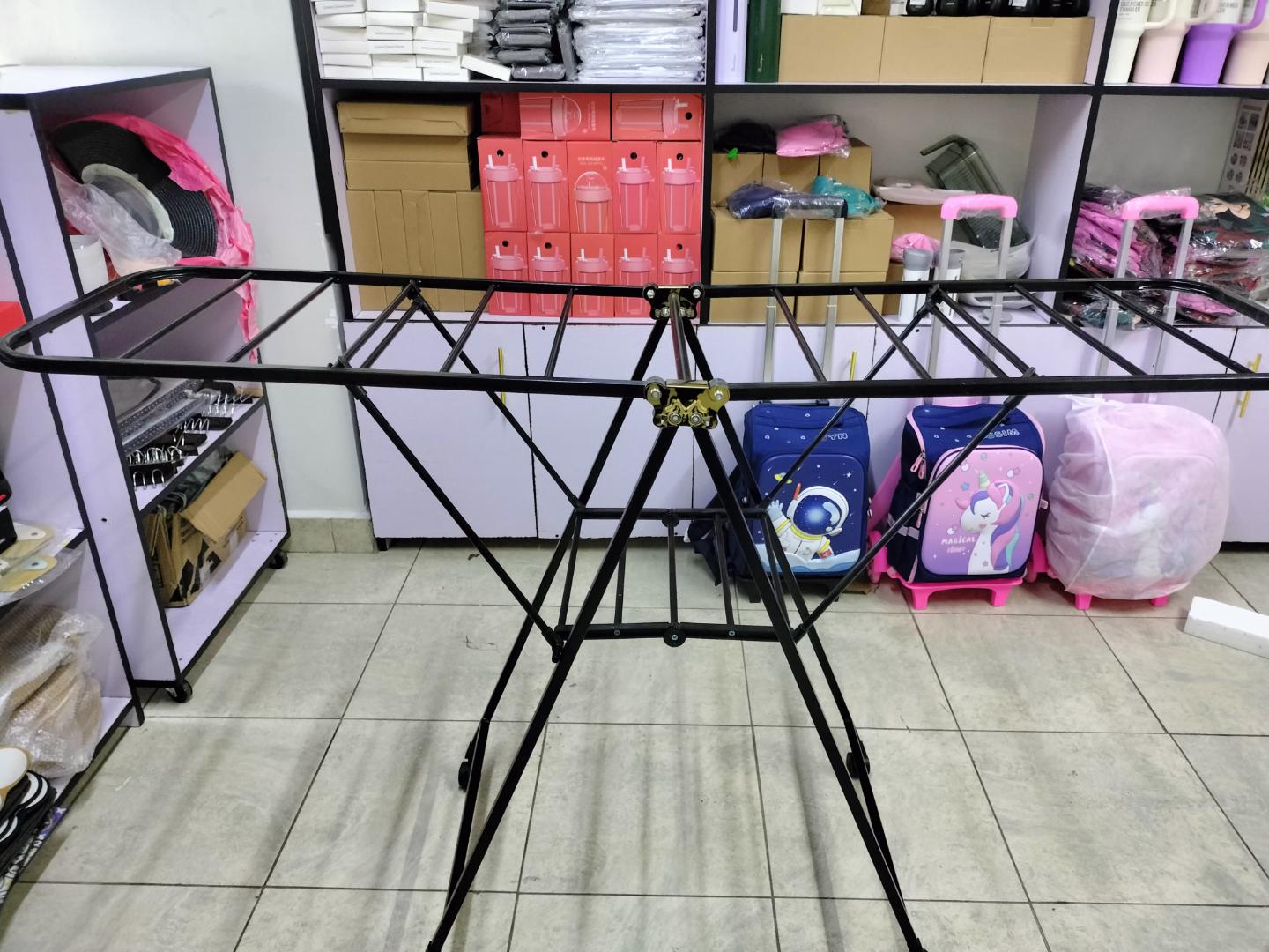 Black movable outdoor drying rack (1.7) with wheels