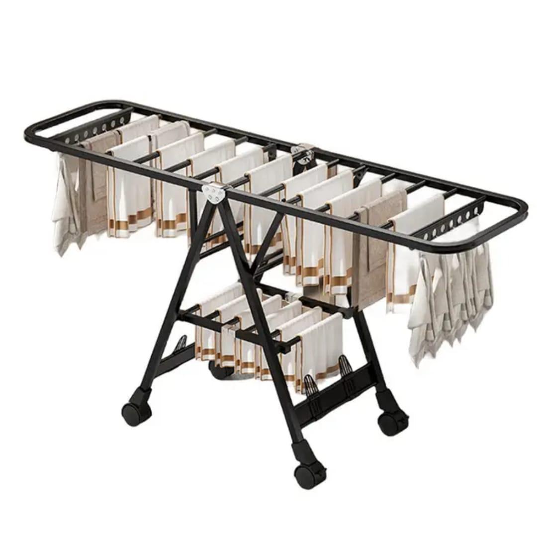 Black movable outdoor drying rack (1.7) with wheels