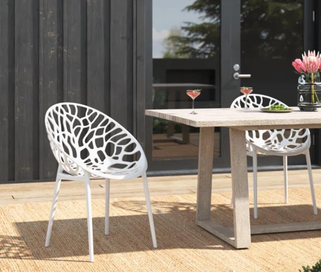 Simple Leisure Dining Chair,Plastic Hollow-Out Geometric Style Side Chair Strengthen Durable Dining Stool