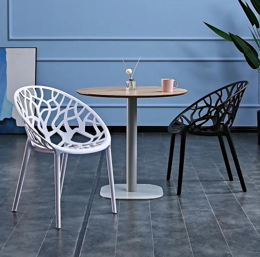 Simple Leisure Dining Chair,Plastic Hollow-Out Geometric Style Side Chair Strengthen Durable Dining Stool