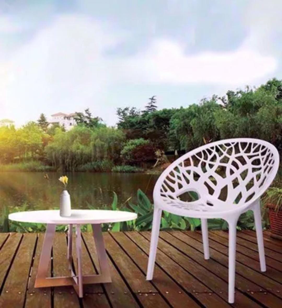 Simple Leisure Dining Chair,Plastic Hollow-Out Geometric Style Side Chair Strengthen Durable Dining Stool