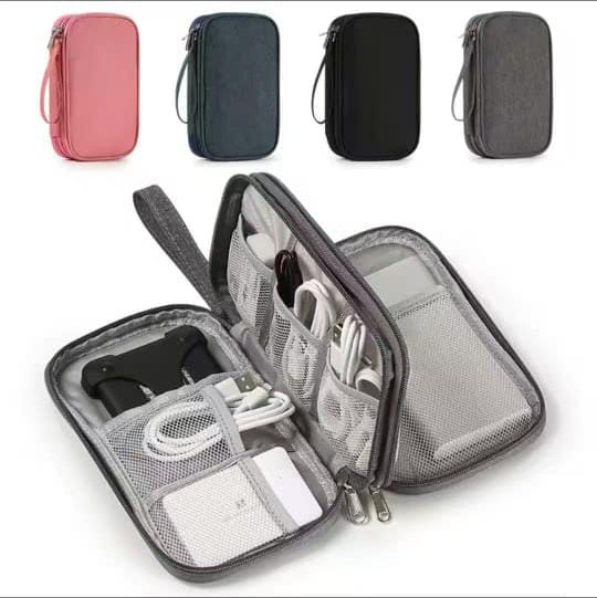 Data Cable Storage Bag Portable Double Layer Digital Gadget USB Hard Disk Carry Case Multifunctional Earphone Organizer Cable Organizer Travel Bag