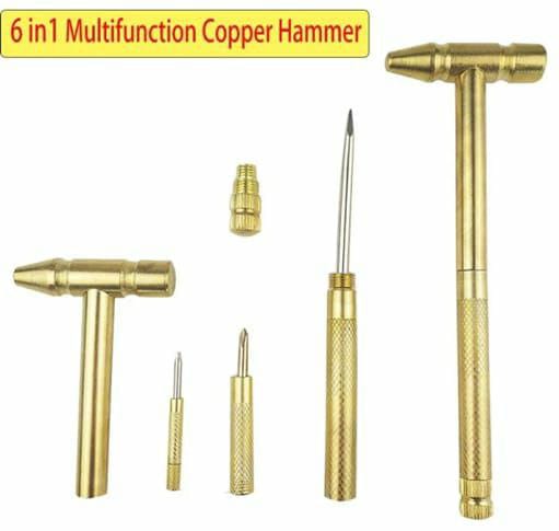 6 in 1 Mini Multifunction tool set  Hammer Tiny Copper-Plated Hammer & Screwdriver, Multifunctional Hand Repairing Tools for Jewelry, Eating Walnuts
🩸Material: Metal, Brass
🩸 DIY home tool