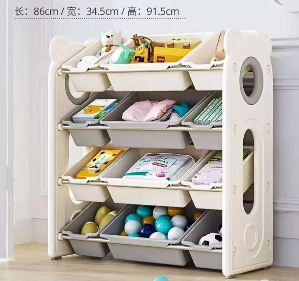 Kids Space Toy Storage Organizer with  Removable Plastic Bins, Modern Toy Organizer Kids Book Rack Storage Bookshelf,Kids and Toddler Toy Storage for Playroom,Daycare and Nursery,4 Tiers