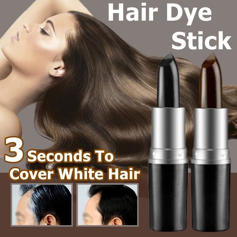 Black & Dark Brown one time hair dye stick with instant root coverage, Hair colour modify cream stick, Hair care