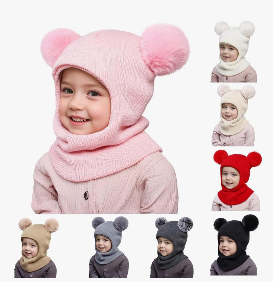 Kids Winter Hats: The toddler winter hat with high-quality fleece lining for warmth and softness protects your baby's head, face and neck, keeping your little one warm always