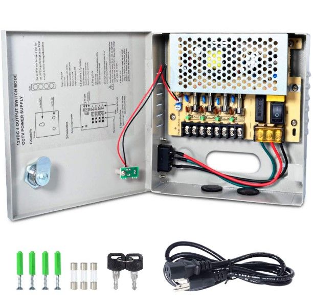 12V 10A 9-Channel CCTV Power Supply Box – Secure & Stable Power Distribution
