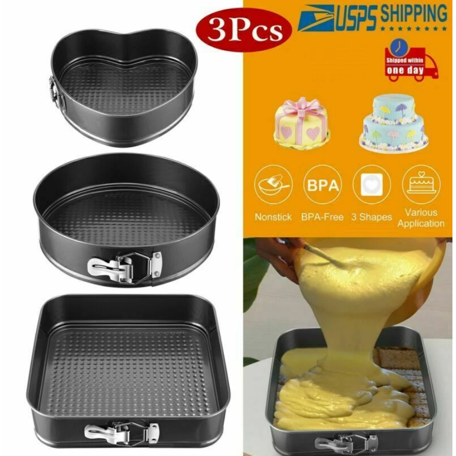 3pcs Springform Pan Set – Non-Stick Cake Pans 9"/10"/11" for Baking & Cheesecake