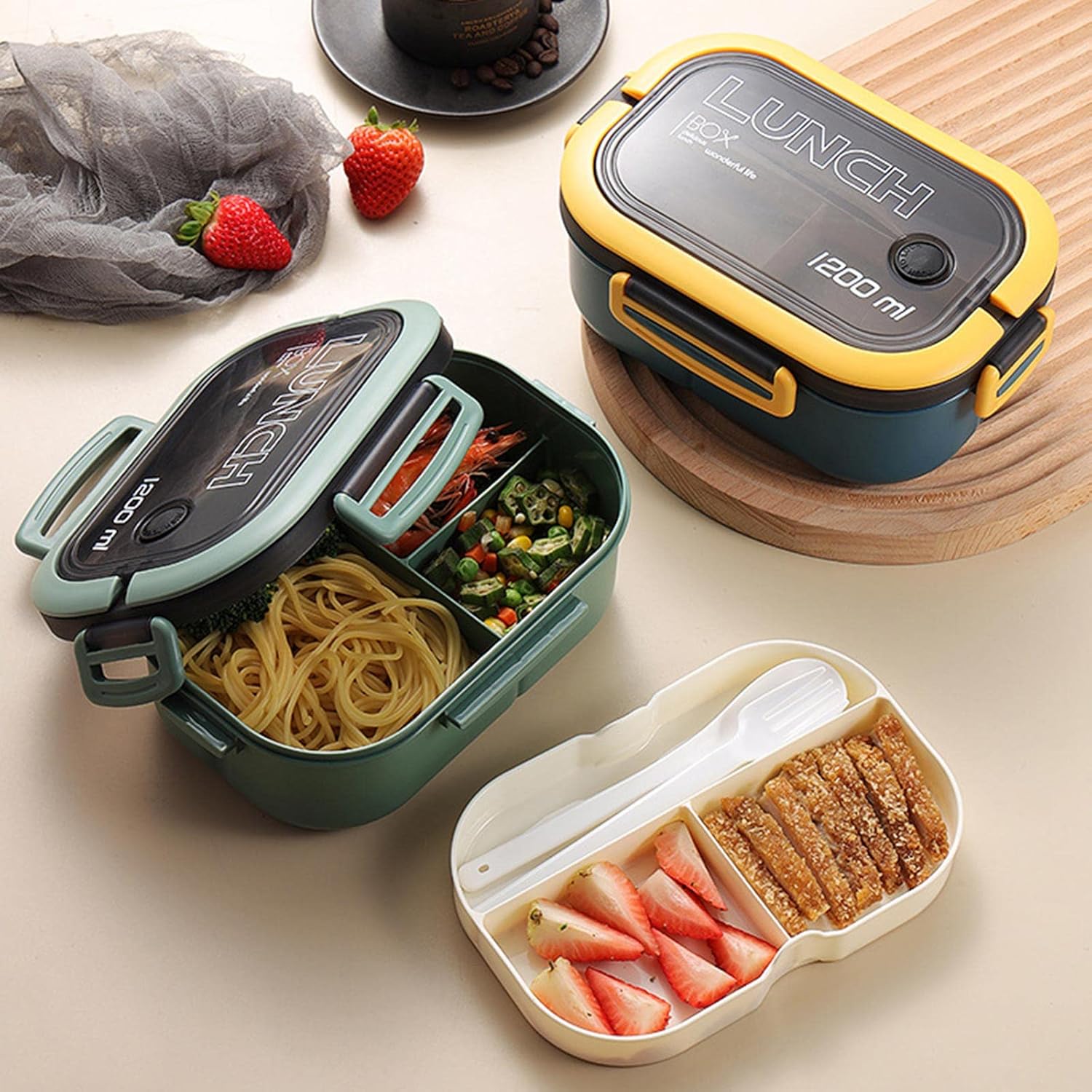 Double-Layer Separated Bento Lunch Box – Portable Microwave Food Container for Kids & Adults