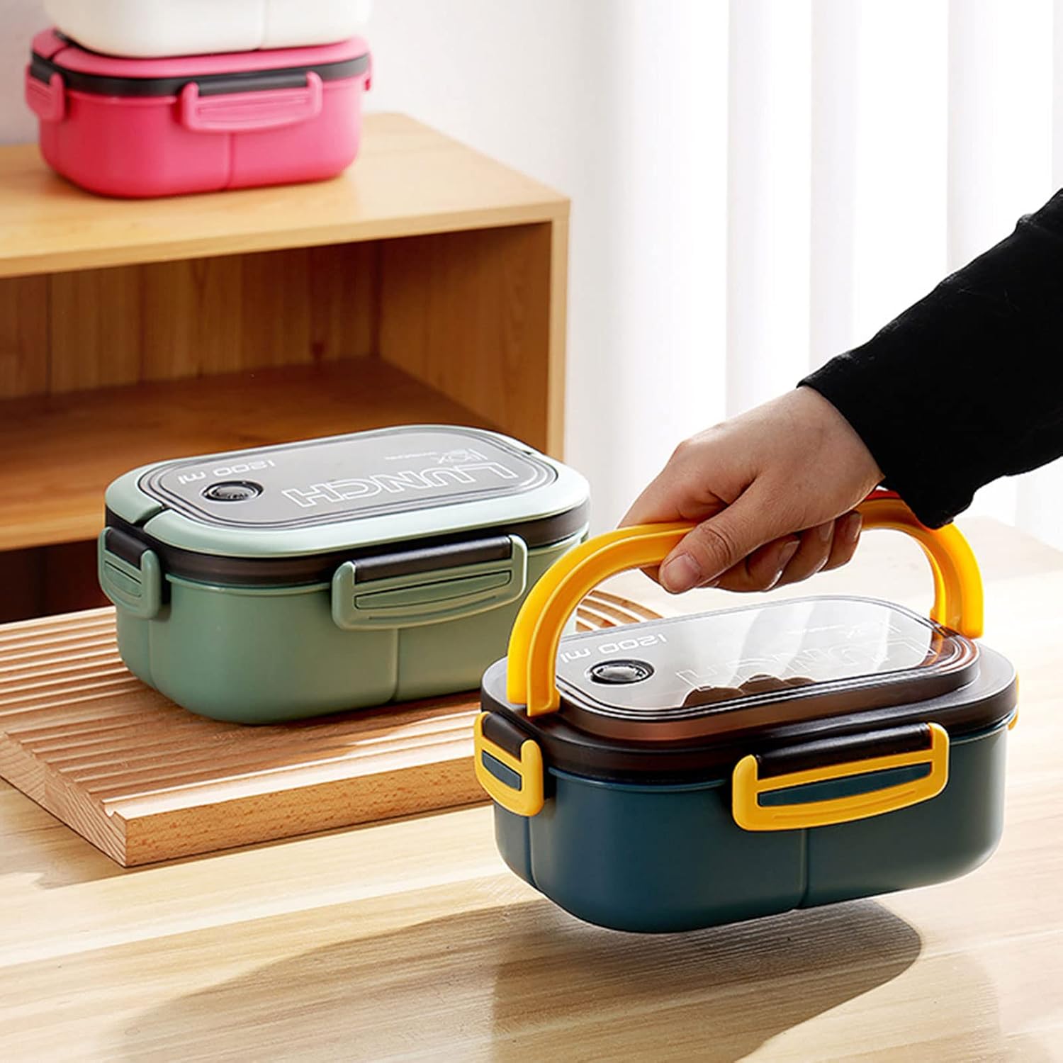 Double-Layer Separated Bento Lunch Box – Portable Microwave Food Container for Kids & Adults