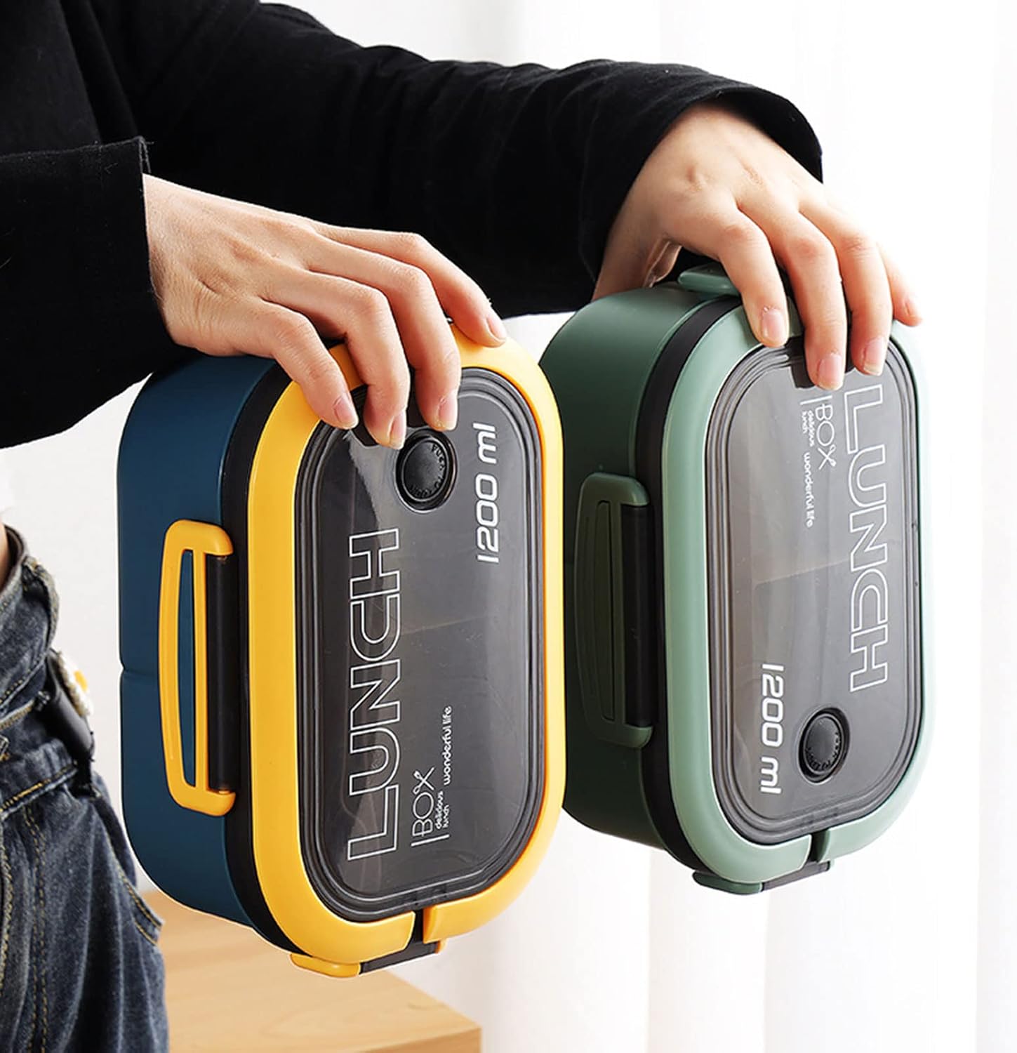 Double-Layer Separated Bento Lunch Box – Portable Microwave Food Container for Kids & Adults