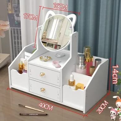 Wall-Mounted Jewelry Organizer with Full-Length Dressing Mirror – Lockable Armoire with Hooks, Drawers & Shelves for Earrings, Necklaces, Rings & Cosmetics
