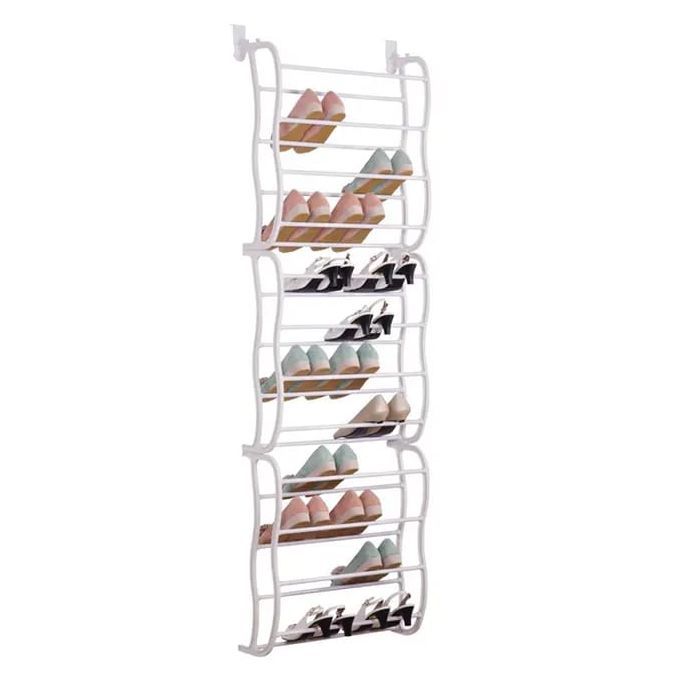 Over-the-Door Shoe Rack Organizer – 24 Pairs Storage Capacity, Space-Saving Metal Frame with Hook Design for Closet, Bedroom, or Entryway Organization