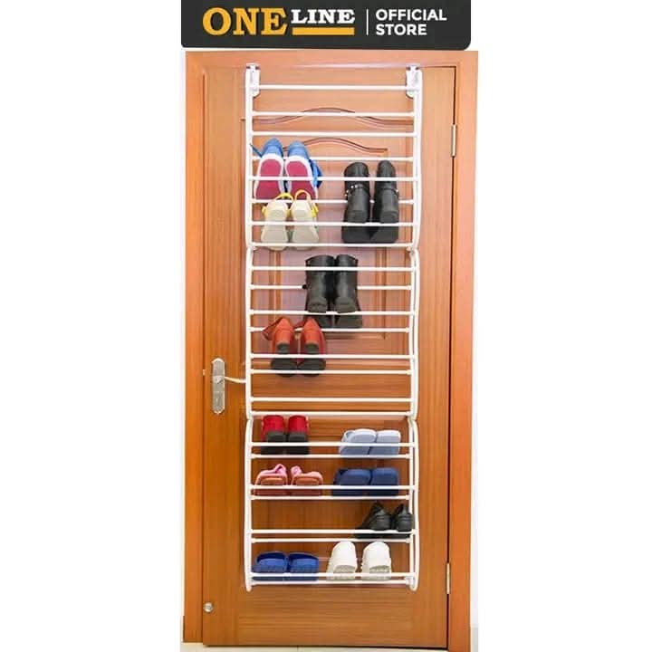 Over-the-Door Shoe Rack Organizer – 24 Pairs Storage Capacity, Space-Saving Metal Frame with Hook Design for Closet, Bedroom, or Entryway Organization