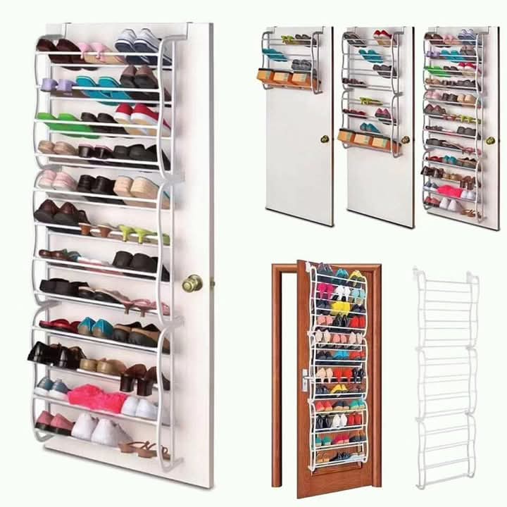 Over-the-Door Shoe Rack Organizer – 24 Pairs Storage Capacity, Space-Saving Metal Frame with Hook Design for Closet, Bedroom, or Entryway Organization