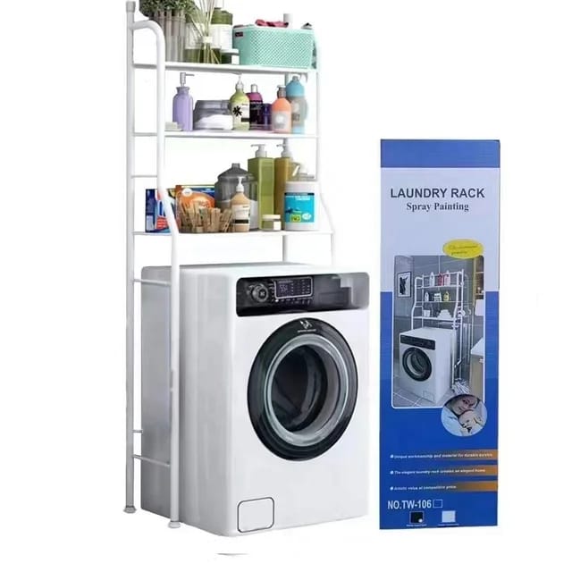 3-Tier Washing Machine Organizer Rack – Over-The-Washer Storage Shelf, Space-Saving Bathroom or Laundry Rack for Towels, Detergents, Bottles & More