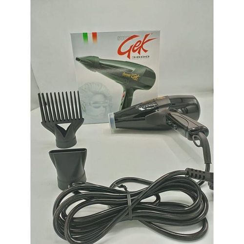 GEK 3800 Professional 1700W/1900W Blow Dryer with Ceramic Anti-Scald Straightener Brush, 2-Speed Settings, Durable AC Motor, Heatproof Body & High-Efficiency Air Outlet