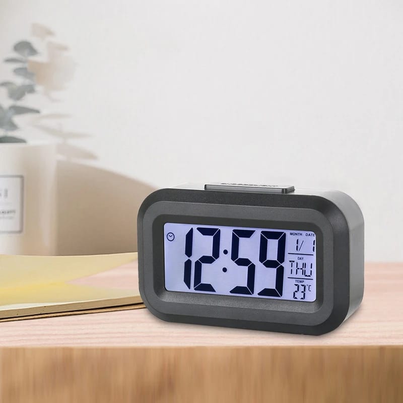 LED Digital Alarm Clock with Time, Date & Temperature Display – Battery Operated, Compact Table Clock for Home, Office, Bedroom, Kids, Travel – Uses AAA Batteries (Not Included)