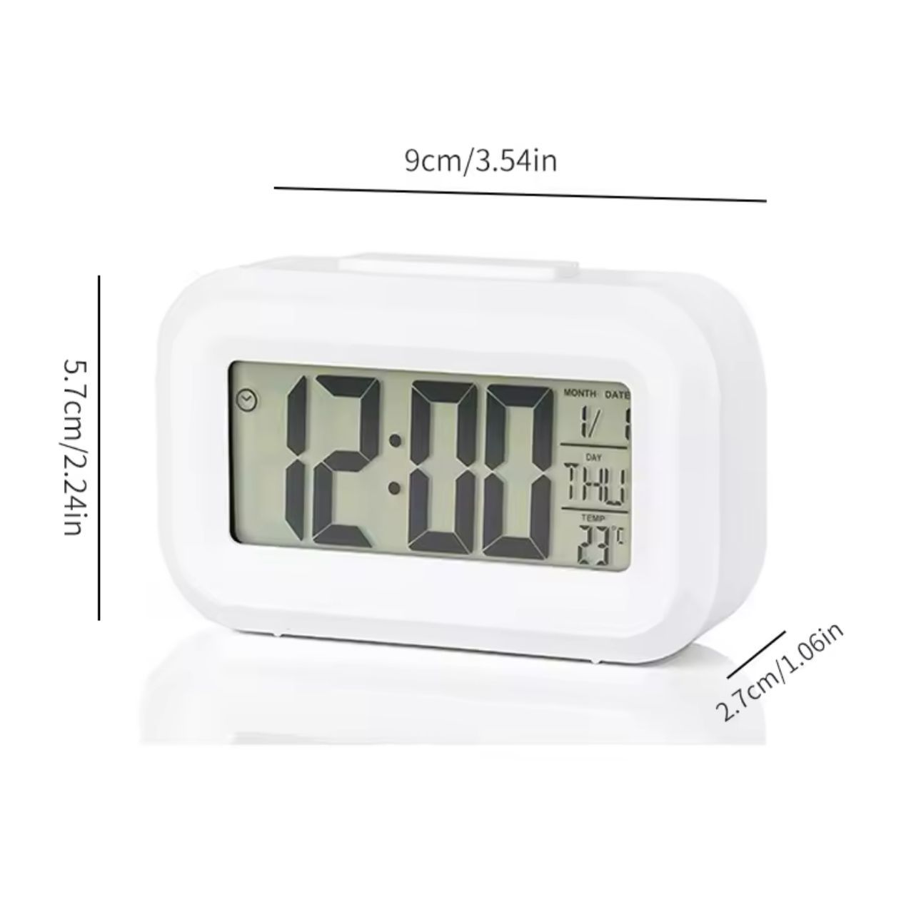 LED Digital Alarm Clock with Time, Date & Temperature Display – Battery Operated, Compact Table Clock for Home, Office, Bedroom, Kids, Travel – Uses AAA Batteries (Not Included)