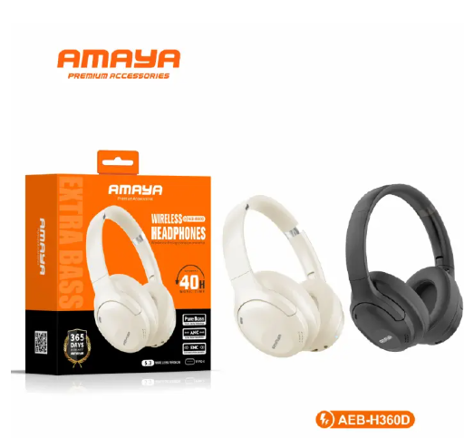 Amaya AEB-H360D Active Noise Cancellation (ANC) Over-Ear Wireless Bluetooth Headphones