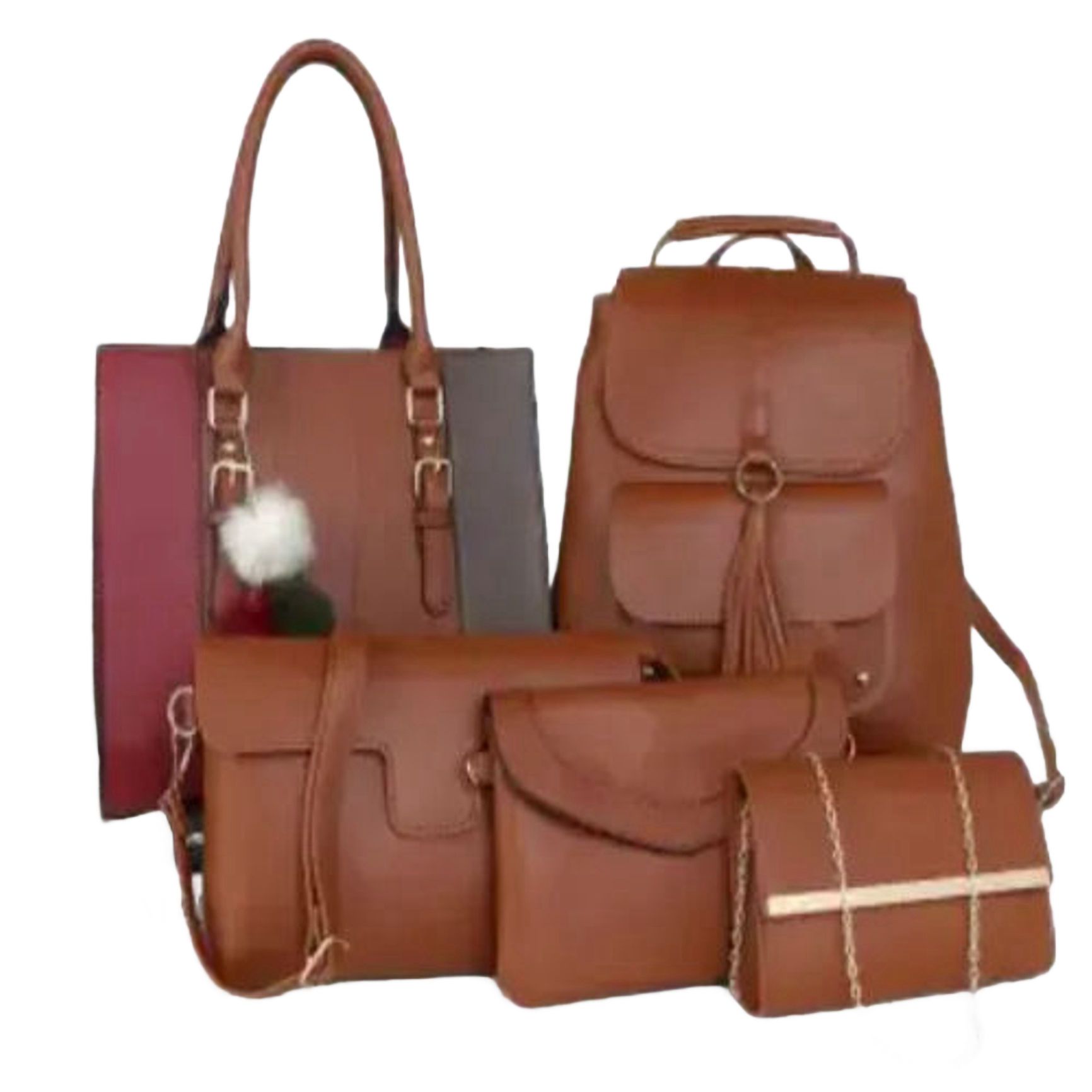 5 in 1 Calssy ladies hand bags with Back pack and sling bag fashion women bags Suitable for dailyr,of course,shopping,parties,dating.Large capacity handbag,travel is also a good idea