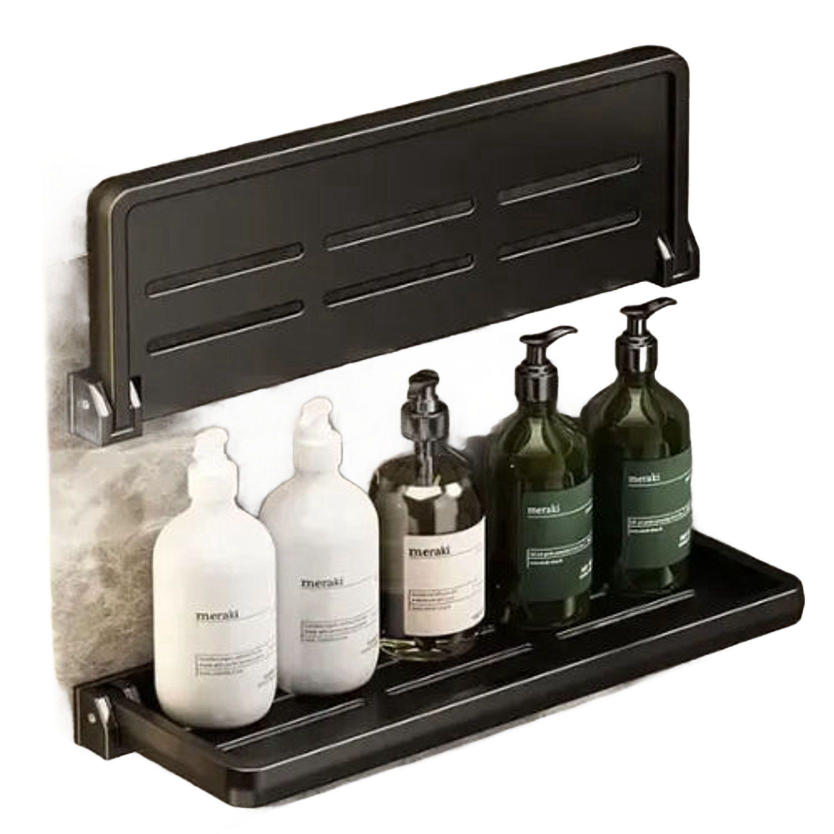 1PC Foldable Metallic Rectangular Multi-purpose Floating shelf Bathroom shower gel holder with living room & kitchen tool use