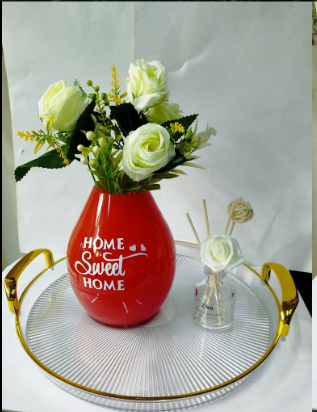 ✨ Perfect as a centerpiece Elegant Home Decor Set – Tray with Flower Vase & Diffuser (30cm) Add a touch of class to your space with this beautifully curated decor set