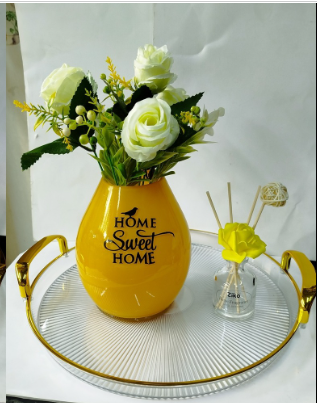 ✨ Perfect as a centerpiece Elegant Home Decor Set – Tray with Flower Vase & Diffuser (30cm) Add a touch of class to your space with this beautifully curated decor set