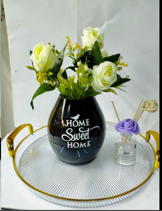 ✨ Perfect as a centerpiece Elegant Home Decor Set – Tray with Flower Vase & Diffuser (30cm) Add a touch of class to your space with this beautifully curated decor set