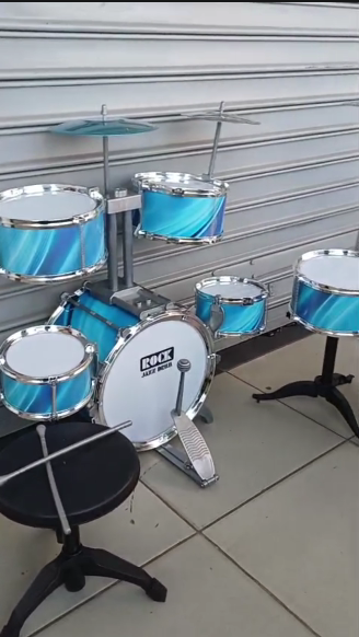 Kids'  Toy Drum Set with Stool & Cymbals – Blue Rock Jazz Drum Kids'  Whether your little one dreams of being on stage or just loves making music at home, this drum set encourages creativity,
