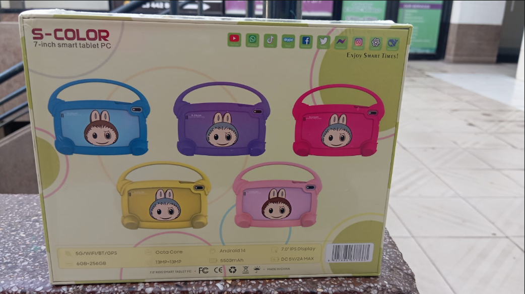 (SIMCARD SLOT)S Color S Kids6 Max Kid's Smart Tablet 7" 256GB+6GB RAM 13+13MP Camera Sim Support 5G Wifi Octa Core Processor 5500mAh