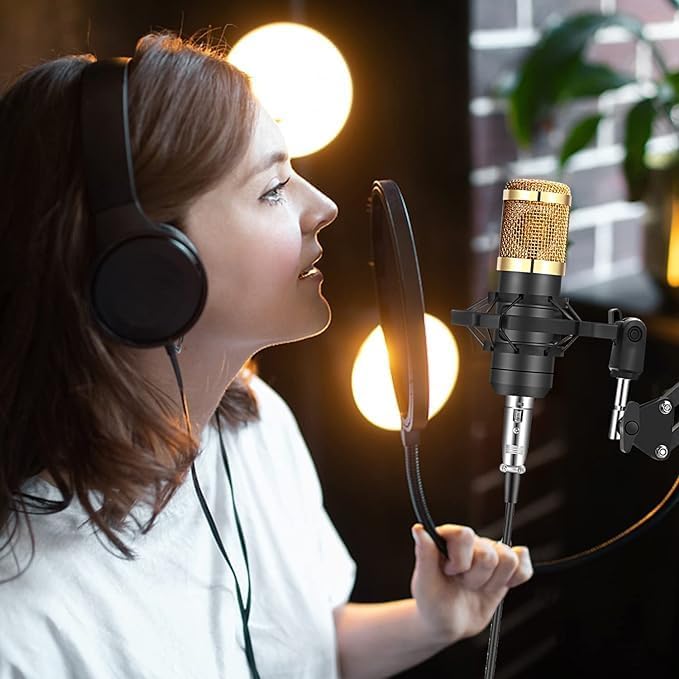 Podcast Equipment Bundle, Audio Interface with Voice Changer and BM800 Condenser Microphone, Recording Studio Package Perfect for Recording, Broadcasting, Live Streaming, YouTube, TikTok (BM800-V8)