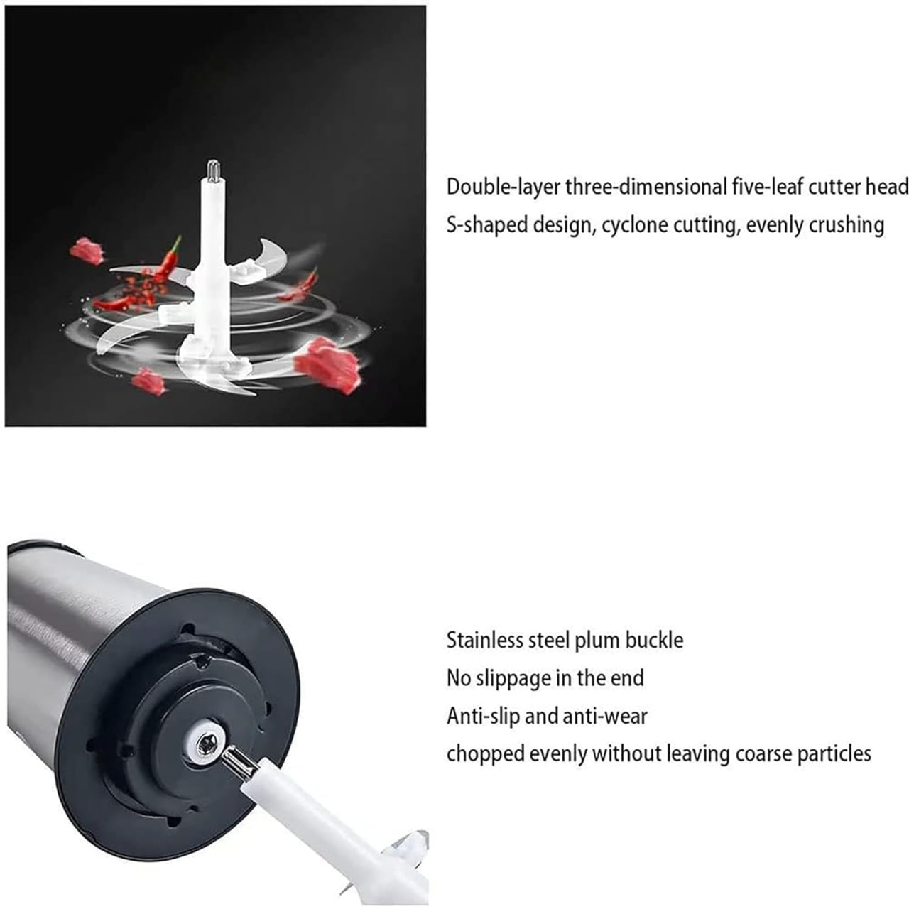 Electric Chopper with Stainless Steel Container Meat Grinder Multi Chopper for Fruit Vegetables Meat Nuts Baby Food Upgrade (Meat Grinder steel With Handle)