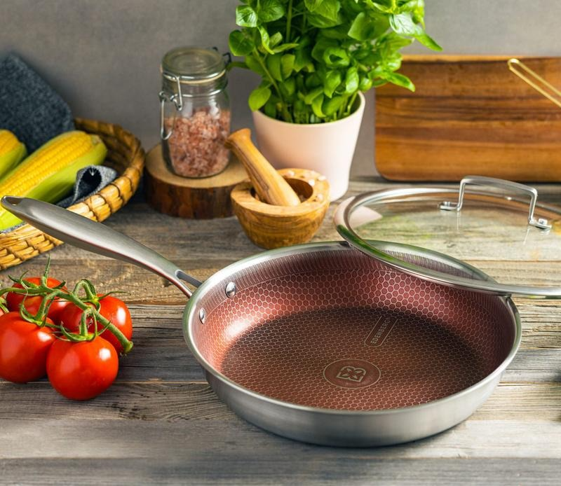 Frying pan with lid made of non-rusty steel 26cm edenberg pan with non-stick