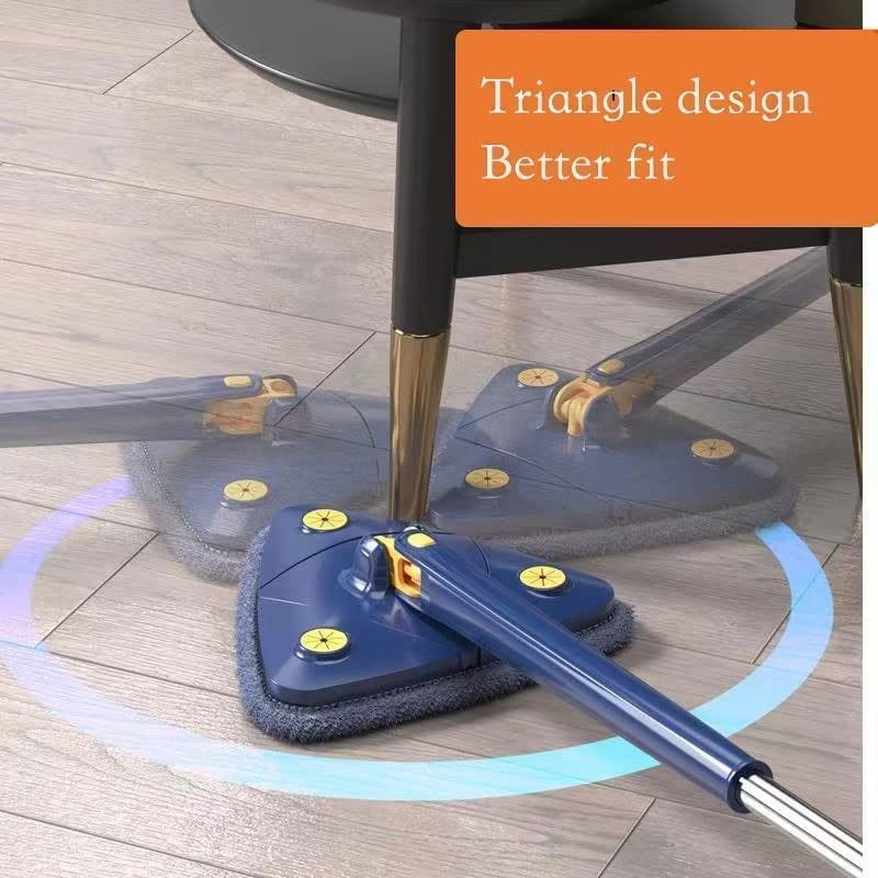 360° Rotatable Adjustable Triangle Cleaning Mop with Stainless Steel Long Handle Push-Pull Squeezing Cleaning Mop Dry & Wet Mop Floor Windows Ceiling