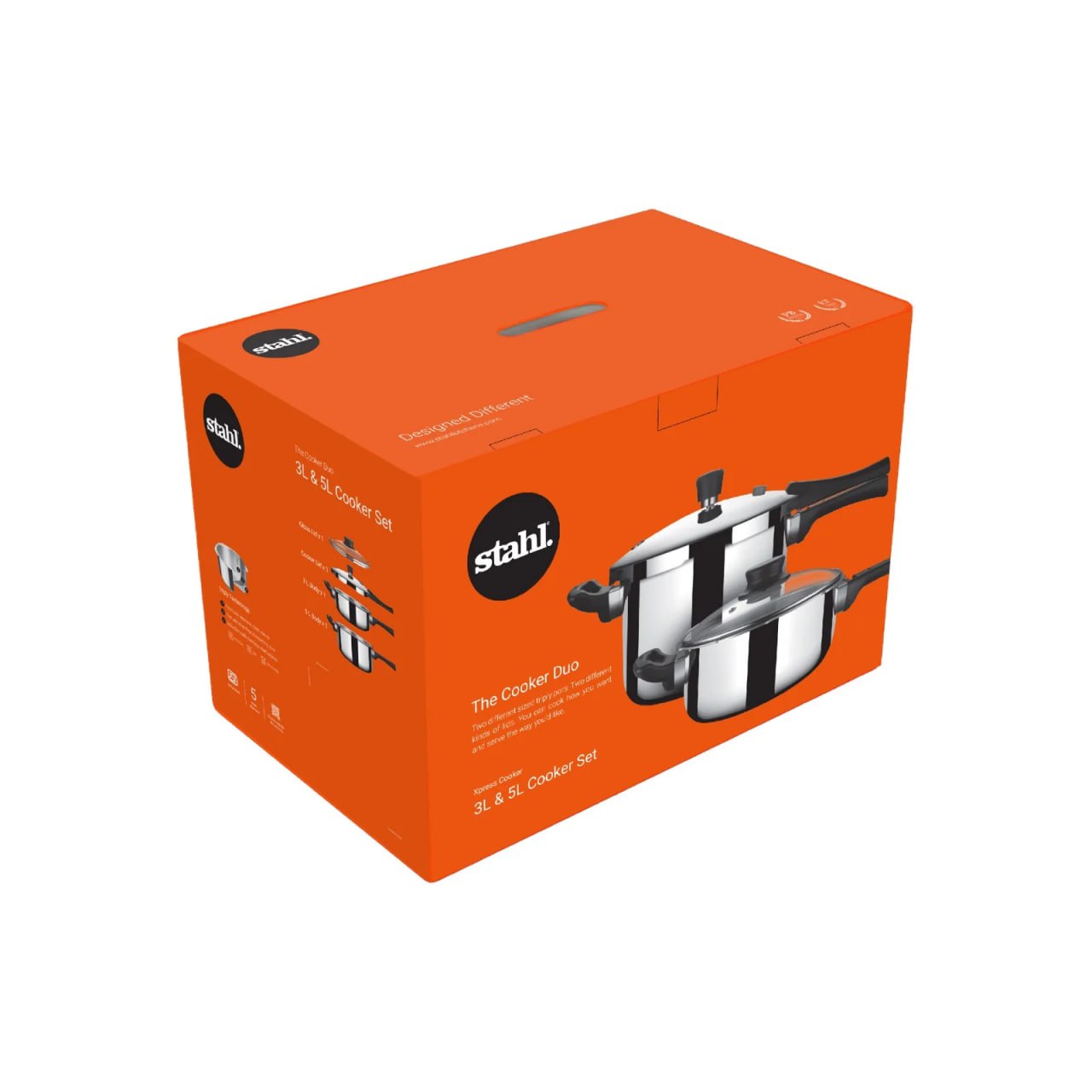 Stahl Xpress Duo (3L & 5L) Cooker Triply Pressure Cooker Pan, Induction Cooker, Outer Lid Pressure Cooker, Induction & Gas Stove Compatible, 5 Years Warranty