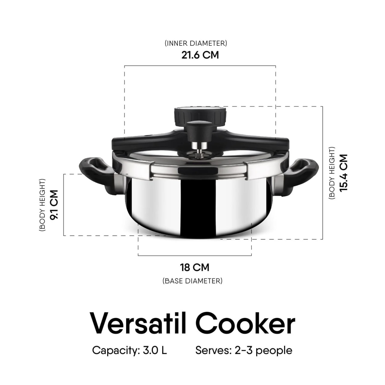 5.0 Ltr Versatile stainless Steel pressure Cooker ( Stahl ) with 5 Years Warranty