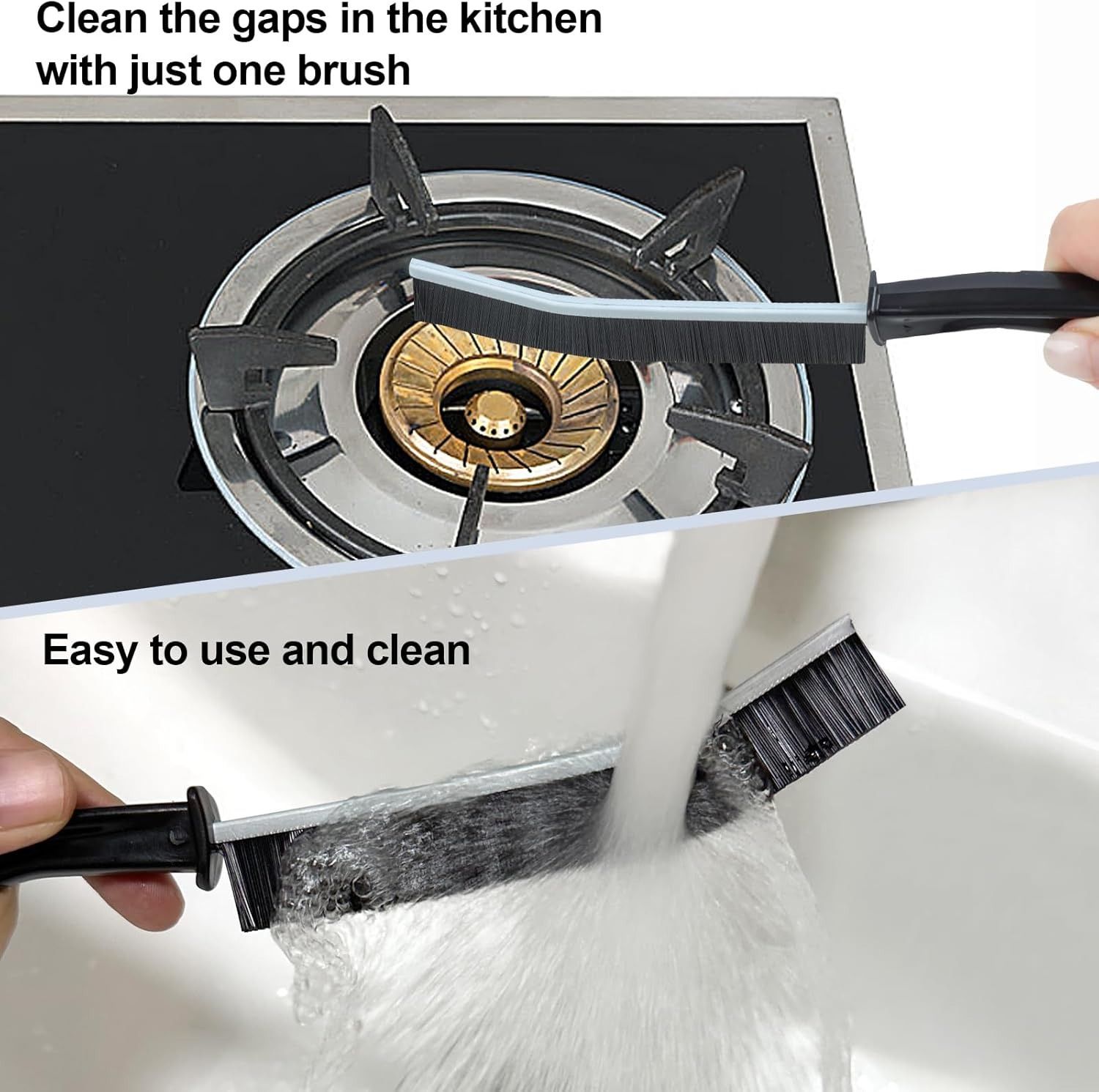 2 pcs Crevice Cleaning Brush, Hard-Bristled Cleaning Brush Tool, for Kitchen Surfaces, Window Slots Dead Corners, Tiles & Faucetsr, Bathroom Gap