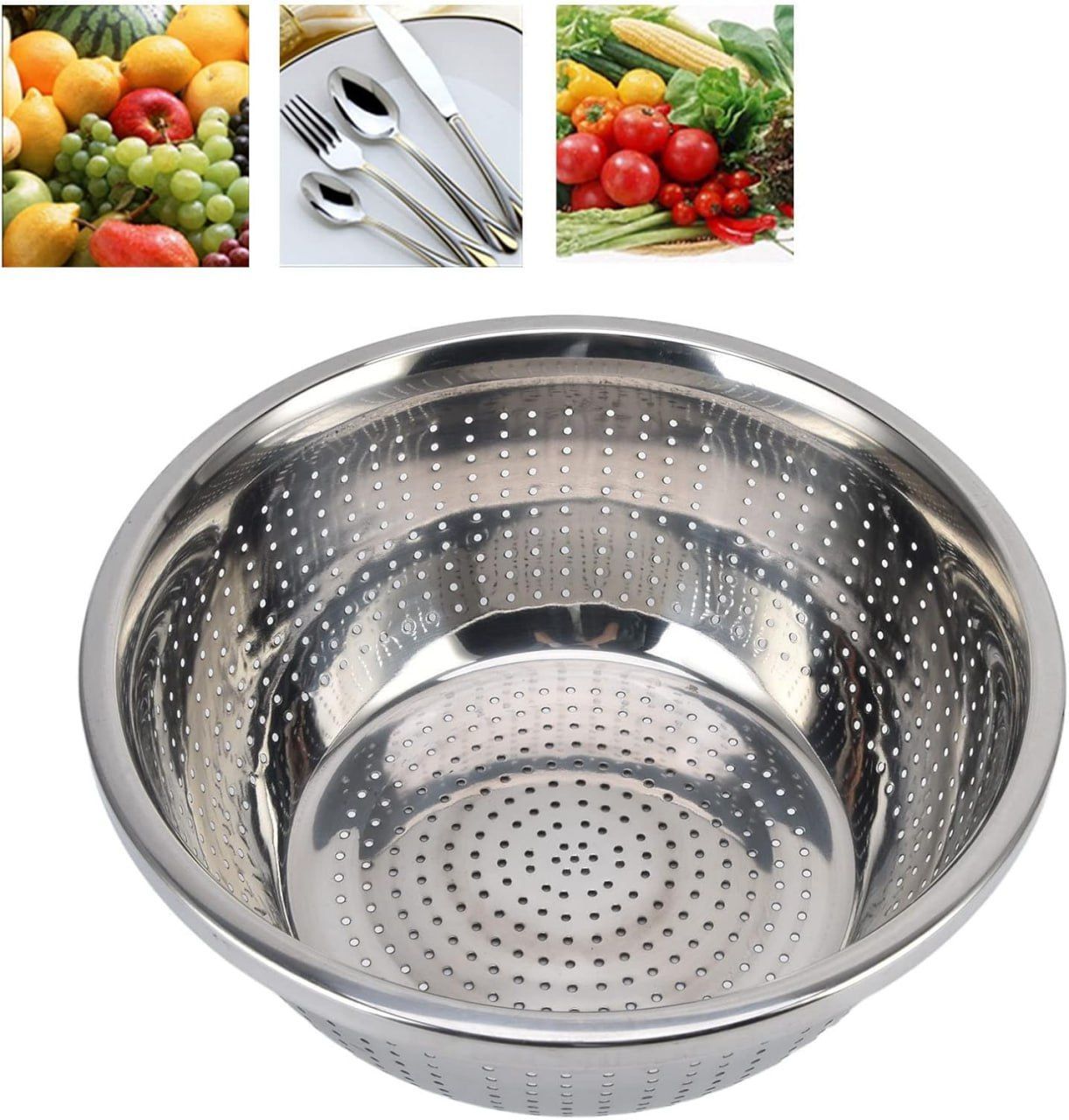 Rice Wash Strainer Rice Sink Strainer Baskets Rice Drainer Vegetable Grater Rice Cleaning Bowl Mesh Grater for Kitchen Stainless Steel Multifunctional Noodle Stainless Steel 32CM
