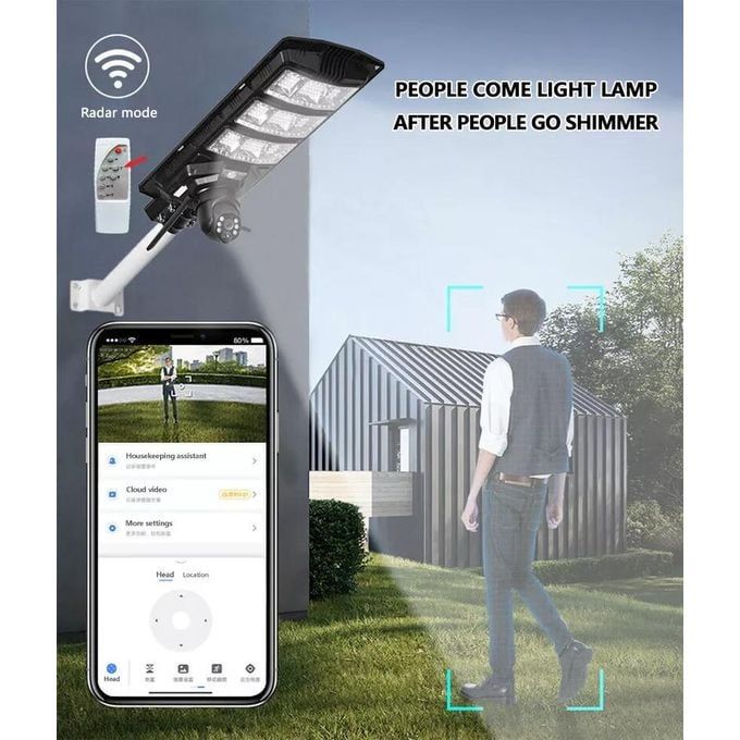 Solar Light 4G Solar powered AI CCTV Camera on 450W LED Solar Street Lamp 100% powered by sola