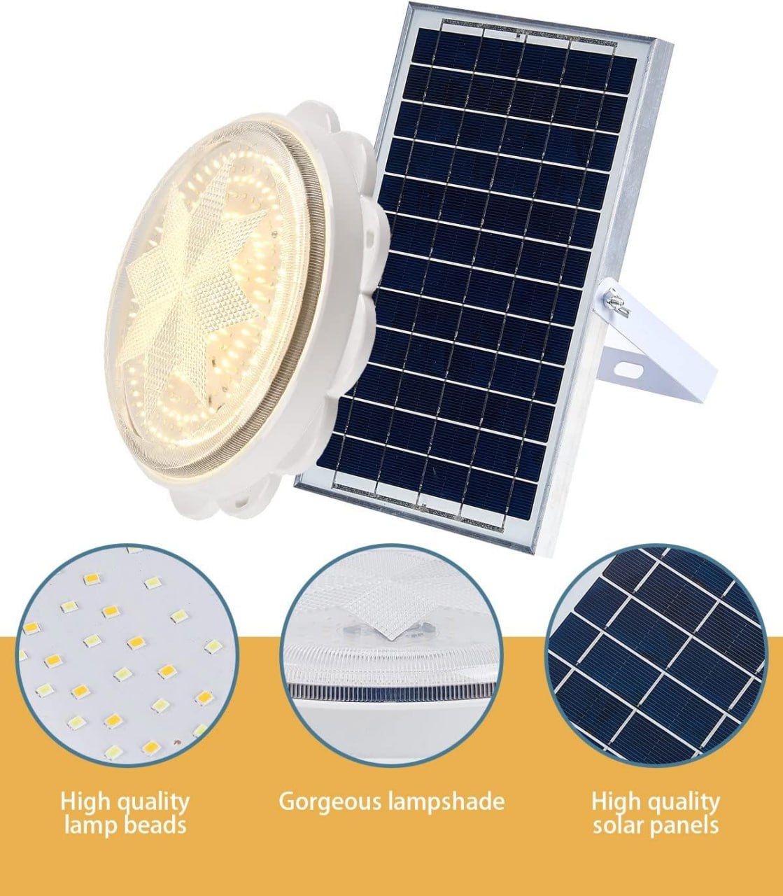 Solar Ceiling / Pendant Lights Indoor Intelligent LED Lamp with Remote Control, 3 Light Color Switching, 1000LM Outdoor Solar Powered Barn Light for Shed, Porch, Patio, Garage