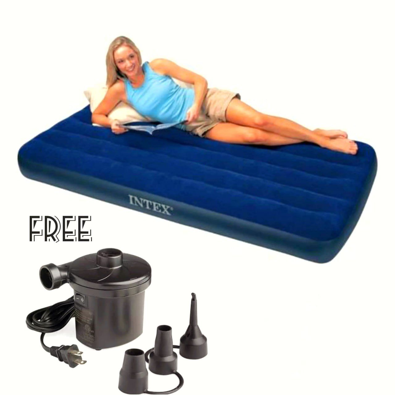 Premium Portable INTEX Air bed & Air Mattress with Free Electric Pump