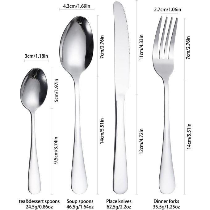 Cutlery Set with Cutlery Stand, Stainless Steel Flatware, 24 Piece Set for Home Kitchen Restaurant Hotel Dinner (Color : Silver)