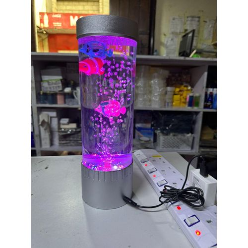 LED Bubble Fish Lamp decor 2.5 liters capacity Multi Color Changing Aquarium Night Light, Desk Decoration For Office Bedroom Living Room, Exclude Battery