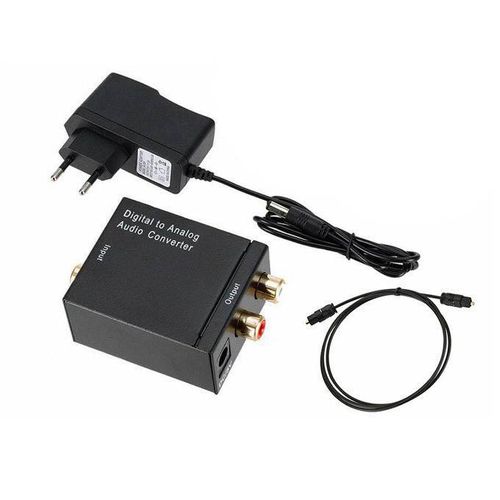 Digital to Analog Audio Converter + Toslink SPDIF Optical Cable To Analogue Stereo Audio L/R 2RCA Adapter