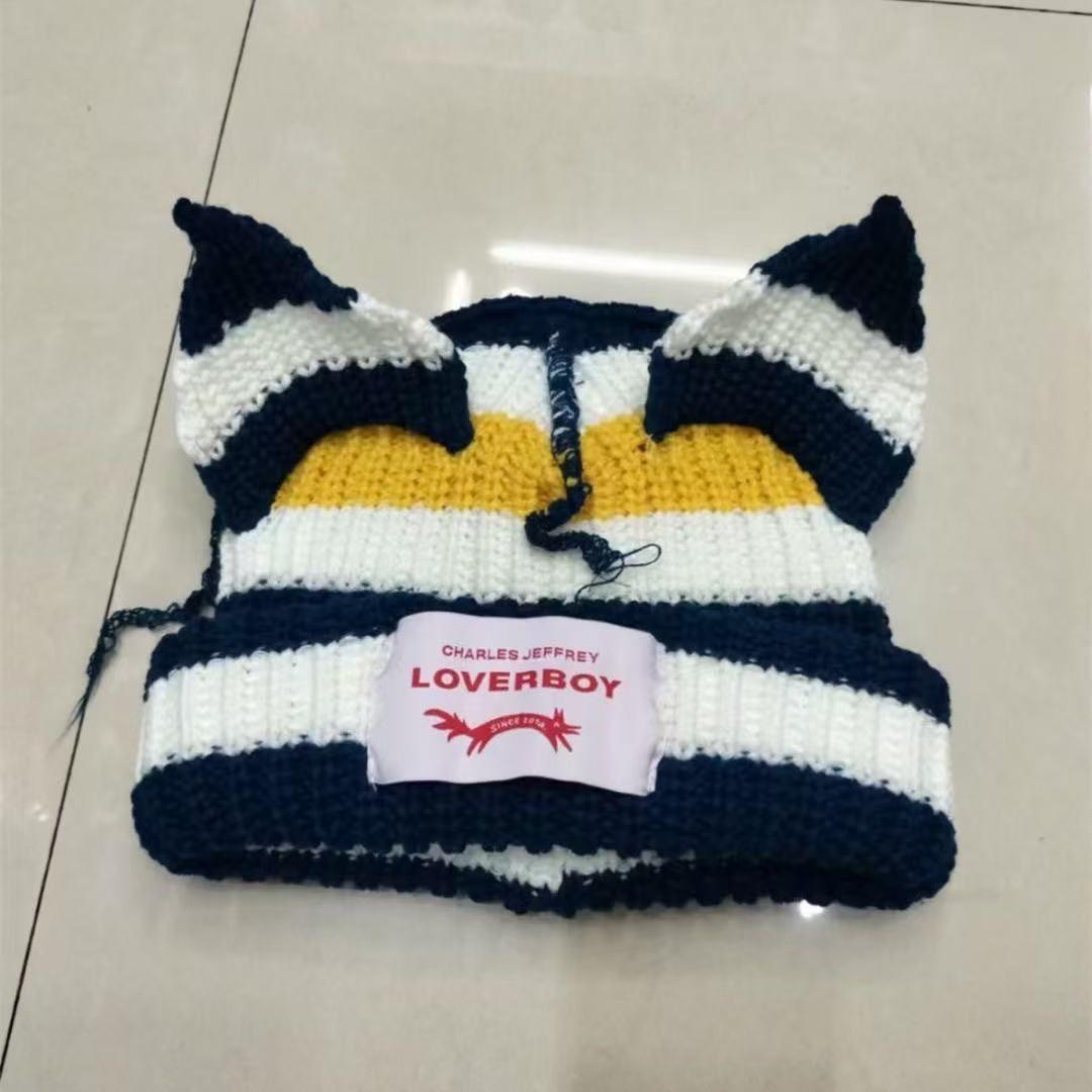 Loverboy Beanie Winter Skullies Cute Unisex (women and men) Cat Ear Hat Crochet Knitted Hat Costume Beanie Prop Party Women Gift Hip-hop Cap