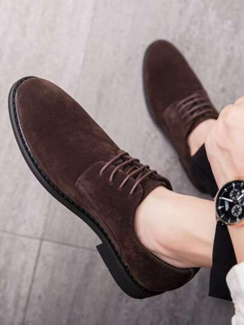 ORIGINAL SUEDE OFFICIAL MENS SHOES CLASSIC OXFORD SHOES, BROWN VELVET CASUAL AND OFFICIAL SHOES BROWN LEATHER (BEST SHOP FOR LOAFERS, OFFICIALS, CASUALS, SNEAKERS)