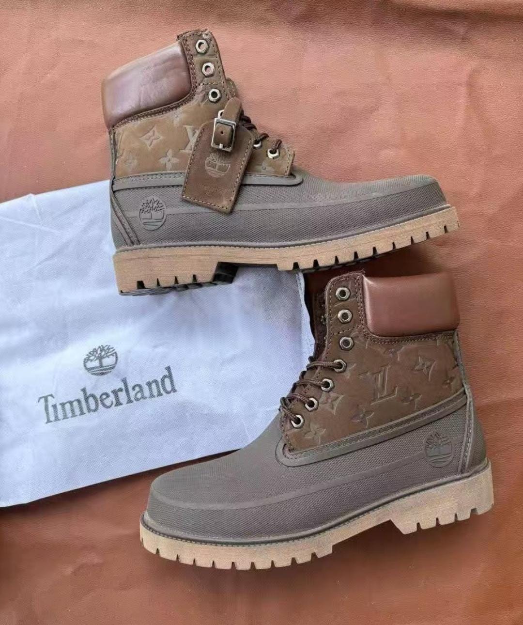 🔥 🔥( ON OFFER ) Louis Vuitton (LV) Timberland Diamond Plate 6inch Premium Waterproof Boot, customized timberland boots black Supreme Desighners shoes and Boots GENERIC