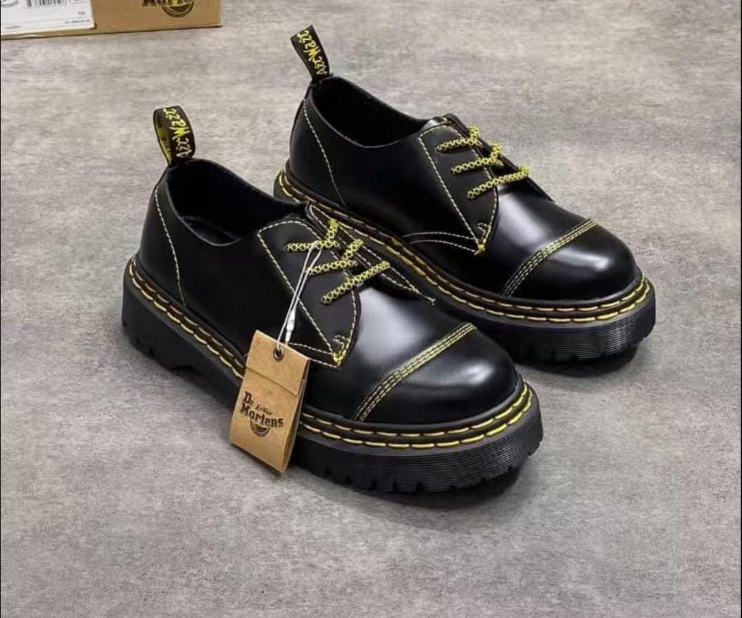 🔥 (On Offer) Leather Dr Martens 1461 Bex DS Black Lace Shoe double stitch, very comfortable Double sole and classy official cassual loe cut leather shoe (generic)